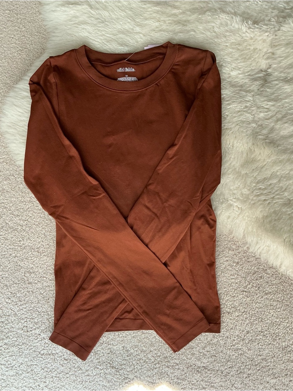 Rust Long Sleeve Crew Neck Top